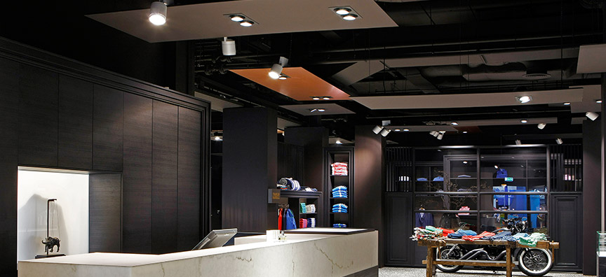 Muf Strak Dom LED verlichting voor kledingwinkels
